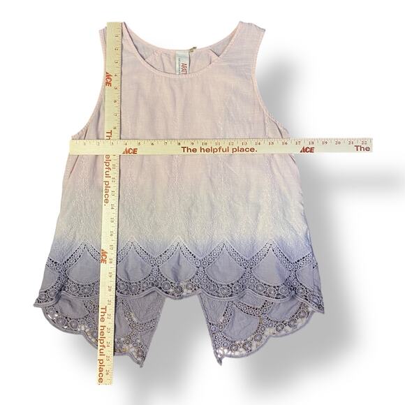 Aratta Stitch Fix Blush Ombre Lace Hem Tank Top Women’s Small Split Back Boho - Picture 3 of 7